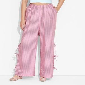 Pink Striped Women's Pants wild fable bow ties xl